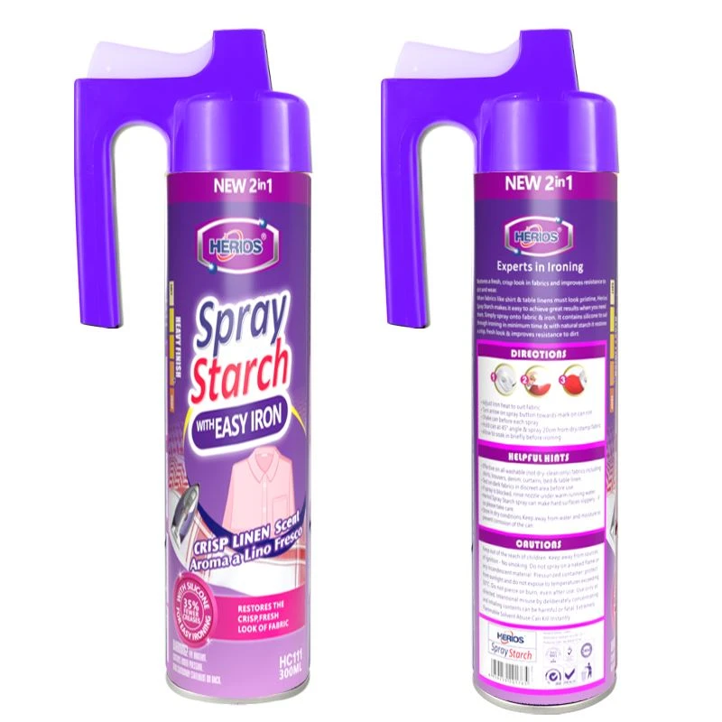 Spray d'amidon d'aérosol de 300 ml d'hérios pour repasser les vêtements